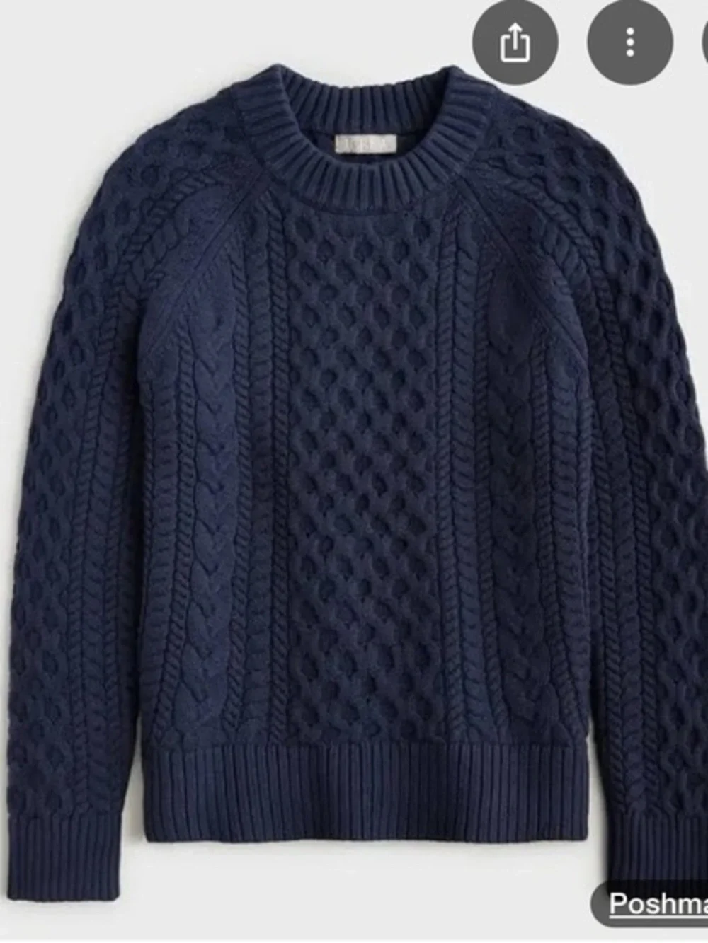 J. Crew 100% cotton Cable Knit Crewneck Sweater in Navy, medium